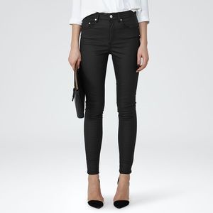 NEW Reiss Helvin Coated Black Skinny Jeans